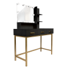 Makeup Vanity Table, Adjustable LED Lit mirror, upholstered stool in Black