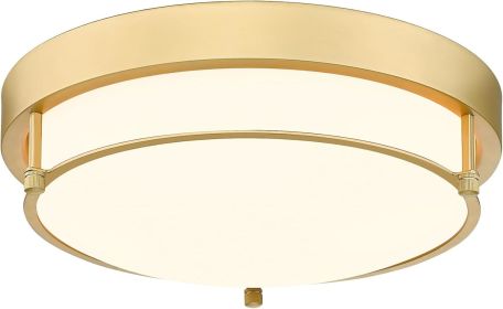 Flush Mount Light Fixture, 12 inch 2-Light Modern Ceiling Light with Brass Gold Finish for Hallway Kitchen Laundry Bedroom, 4822-BB