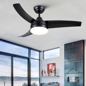 YUHAO Modern 42in.Integrated LED Ceiling Fan Lighting with 3 Matte Black Blades