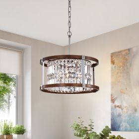 Warehouse of Tiffany Azari Imitation Woodgrain/Chrome Wood/Metal/Crystal 3-light 16-inch Chandelier