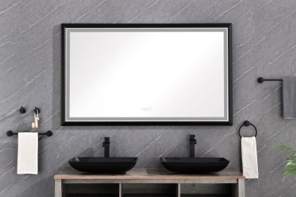 (ONLY FOR PICKUP)  60in. W x 36in. H Oversized Rectangular Black Framed LED Mirror Anti-Fog Dimmable Wall Mount Bathroom Vanity Mirror Wall Mirror Kit