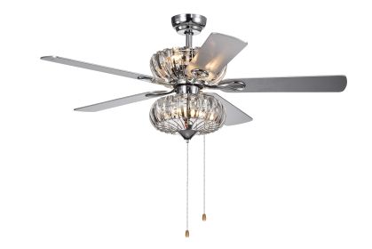 52 Inch Crystal Chandelier Fan Dual Finish Reversible Blades,Dual Shade Fandelier for Living Room, Dining Room, Bedroom, Family Room