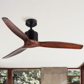 52 in. Modern Farmhouse Ceiling Fan with 3 Solid Wood Blades, DC Reversible Motor without Light