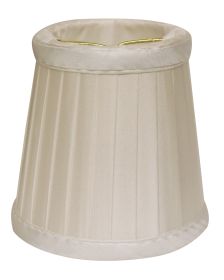 Slant Side Pleat Chandelier Lampshade with Flame Clip, Oyster (Set of 6)