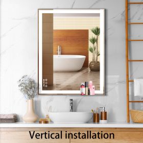 30x36 inch LED Bathroom Vanity Mirror Wall Mounted Adjustable White/Warm/Natural Lights Anti-Fog Touch Switch with Memory Modern Smart Large Bathroom