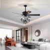 52 Inch Crystal Chandelier Fan with Lights and Remote Control, Modern Ceiling Fan with Dual Finish Reversible Blades, Fandelier for Living Room, Dinin