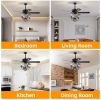 52 Inch Crystal Chandelier Fan with Lights and Remote Control, Modern Ceiling Fan with Dual Finish Reversible Blades, Fandelier for Living Room, Dinin