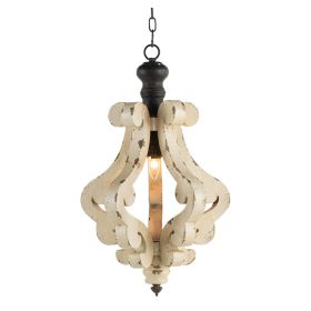 Farmhouse Chandelier, Dilapidated White Chandelier French Country Wood Chandelier For Living Room Foyer, Bulb Not Included