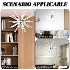 24 Lights Modern LED Chandelier, Adjustable Hanging Geometric Pendant Light Fixture, Mid-Century Sputnik Chandeliers for Dining Room Kitchen (Color: As shown in the figure)