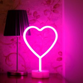 Neon Heart Light LED Neon Signs Night Light Room Decor Heart Shaped Light with Holder Base Table Neon Light for Bedroom Mother's Day Gift (Color: Pink Heart)