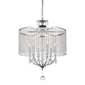 6 - Light Dimmable Crystal Chandelier (Color: Chorme)