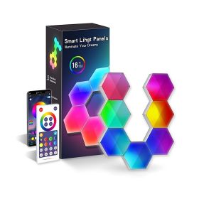 Intelligent LED Odd Light Panel; Color Hexagonal Honeycomb LED Lamp; Electric Competition Atmosphere Lamp; Modular Wall Panel Lamp; Ceramic Tile Sensi (Quantity: 10 PCs)