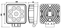 27W-led spotlight round working light focus flood laser high-beam tractor DeChi DT-2 (2pin) harvester universal Hummer, engineering vehicle Wrangler,