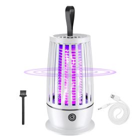 Rechargeable Mosquito Killer Lamp Bug Zapper with Night Light Strap Mosquito Catcher with Max 1615Square Feet Range UV Light for Indoor Outdoor (Color: White)