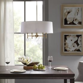 5-Light White Drum Shade Chandelier (Color: as Pic)