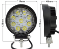 27W-led spotlight round working light focus flood laser high-beam tractor DeChi DT-2 (2pin) harvester universal Hummer, engineering vehicle Wrangler,