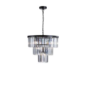 Black Luxury Crystal Chandelier Modern Chandeliers Lights Fixture Hanging Pendant Light Fixture for Dining Room Bedroom Living Room Dia 19.7 Inch-Blac (Color: Black)