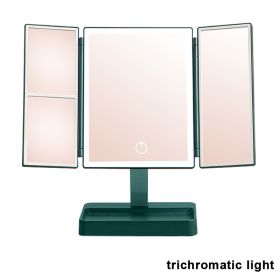 360¬∞ Adjust Foldable Makeup Mirror With LED Light Rechargeable Wireless 1-3X Magnifying 3 Tone Light Desktop Vanity Mirror Table (Emitting Color: three lights2, Ships From: CN)