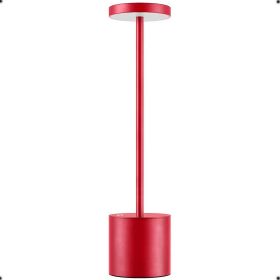 LED Waterproof Rechargeable Desk Lamp Touch Dimming Metal Table Lamps For Bar Living Room Reading Camping Light (Color: Red)